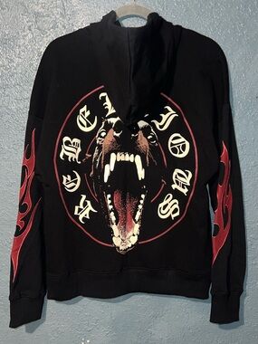 Black 'Rebellious' Graphic Hoodie Sweater - Men's